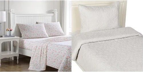 Miniatura 3 de Laura Ashley - Paquete de ropa de cama Twin, edredón reversible con funda a juego y juego de sábanas de percal de algodón, bolsillo profundo