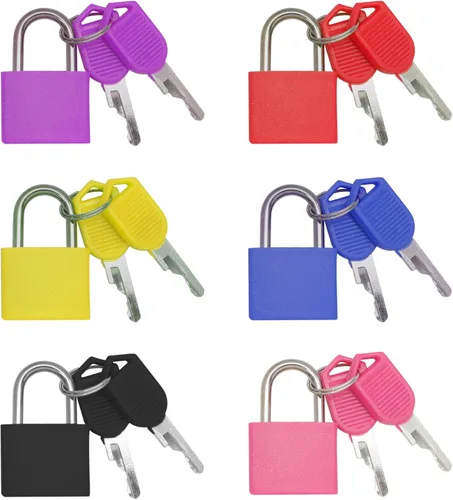 Bonsicoky Paquete de 6 cerraduras para maleta con llaves, candados metálicos multicolor para equipaje, mini candados con llave para maleta, mochila,