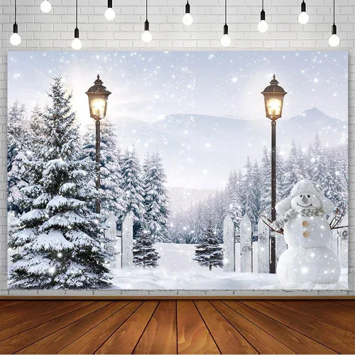 AIBIIN Telón de fondo de Navidad de bosque de nieve de invierno de 7 x 5 pies para fotografía, escena de invierno, decoración de fiesta del país de