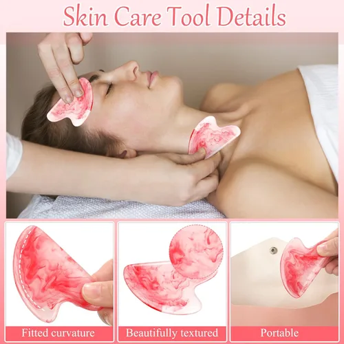 Miniatura 3 de Sherr 16 Uds Gua Sha Herramientas Faciales Gua Sha Stone Herramientas de masaje facial Masajeador facial para cuerpo Spa acupuntura aliviar