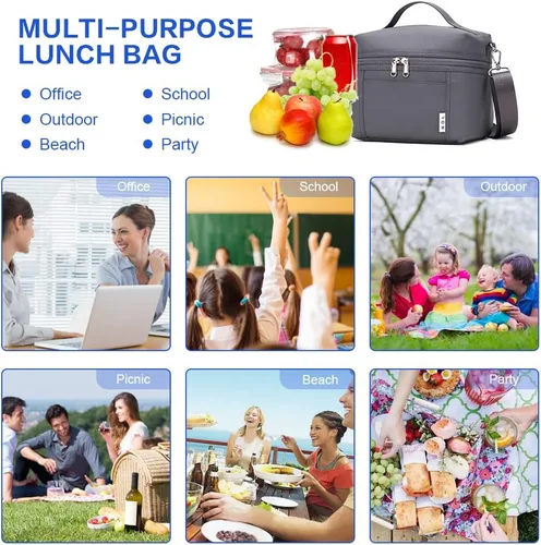Miniatura 9 de NOL Natural Organic Lifestyle Bolsas de almuerzo aisladas para mujer, bolsa de refrigeración ligera de nailon impermeable para el trabajo