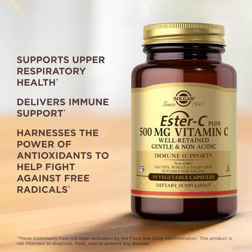 Miniatura 5 de Solgar Ester-C Plus 500 mg de vitamina C (complejo de ascorbato) – 50 cápsulas vegetales – Suave y no ácido – Antioxidante y apoyo inmunológico