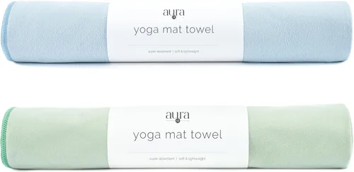 S&T INC. Toalla de esterilla de yoga, toalla de secado rápido, suave y absorbente para gimnasio, pilates y esterilla de yoga caliente, paquete de 2,