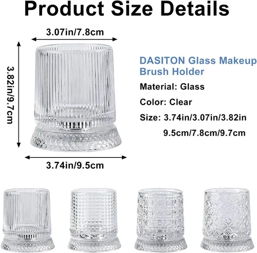 Miniatura 9 de DASITON Organizador de brochas de maquillaje, soporte de almacenamiento de brochas de cosméticos de cristal, organizador de maquillaje de vidrio