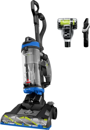 Bissell CleanView Aspiradora giratoria con rodillo de cepillo de triple acción, dirección giratoria, varita de extensión, tanque de suciedad fácil
