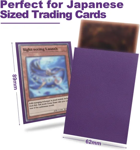 Miniatura 2 de Paquete de 200 fundas para tarjetas color morado compatibles con fundas para tarjetas Yu-gi-oh, fundas japonesas para tarjetas pequeñas, fundas