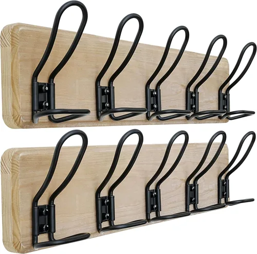 Miniatura 11 de Dseap Perchero de Pared Montado - Perchero Resistente de Granja Rústico de Pared con 5 Ganchos de Alambre para Ropa, Sombrero, Chaqueta, Toalla