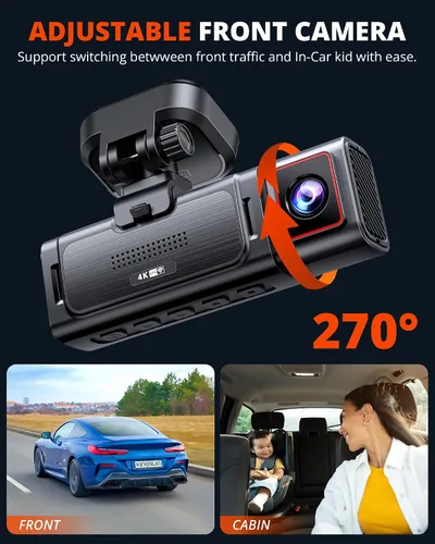 Miniatura 4 de Cámara de salpicadero Kingslim D4PRO delantera y trasera - Cámara de salpicadero dual para coche 4K + 2K con WiFi GPS, grabación interior opcional