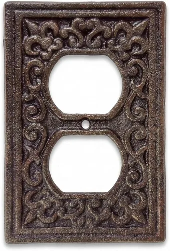 Miniatura 8 de Lulu Decor, Fleur De Lis - Placa de enchufe de hierro fundido en acabado marrón rústico antiguo