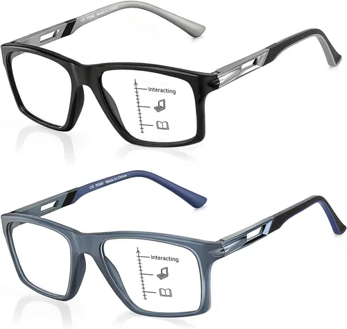 Miniatura 11 de CARA - Paquete de 2 lentes de lectura progresivos multienfoque, marco TR90, flexible, ligero, con bloqueo de luz azul, para lectores de computadora