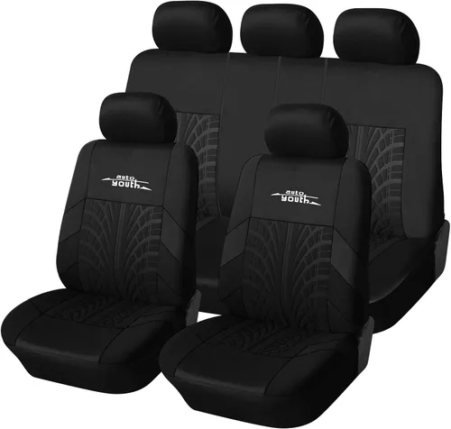 Miniatura 17 de AUTOYOUTH - Juego completo de fundas para asientos de auto, fundas para asientos delanteros y asiento trasero dividido para mujer, juego de Azul