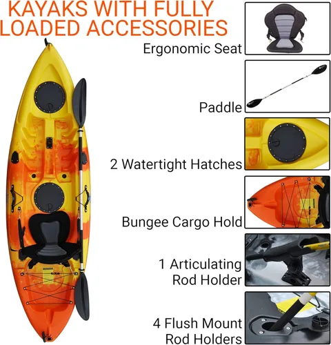 Miniatura 3 de BKC FK184 - Kayak de pesca de 2.74 m de eslora con un asiento individual y remo incluido