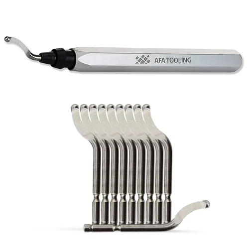 Miniatura 11 de AFA Tooling - Herramienta de desbarbado con 11 cuchillas giratorias de acero de alta velocidad M2 - Funciona en metal, resina, tubos de PVC, cobre