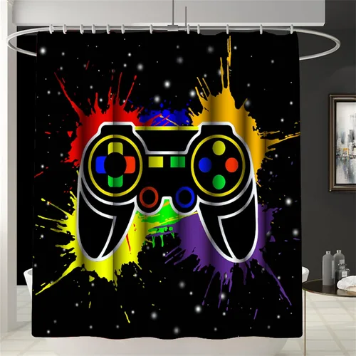 Miniatura 3 de BATATADOCE Juego de baño Gaming con cortina de ducha y alfombras para niños