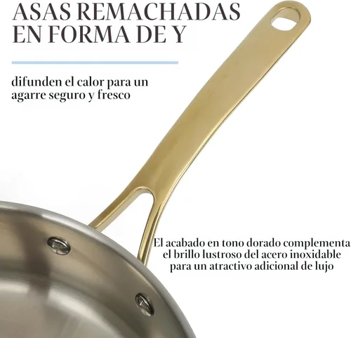 Miniatura 5 de Martha Stewart Castelle - Juego de 10 piezas de ollas y sartenes de acero inoxidable 18/8 duradero seguro para inducción, juego de utensilios