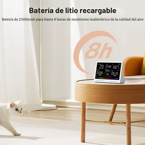Miniatura 9 de Monitor de calidad del aire 16 en 1 con pantalla de 17,8 cm (7") 9 alertas de IAQ+7, monitor de CO2, probador de calidad del aire para CO2, TVOC