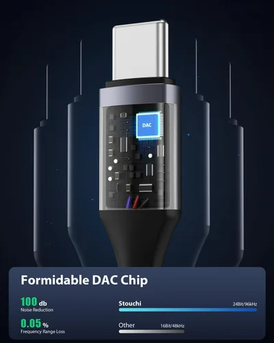 Miniatura 5 de Stouchi Adaptador USB C a dongle de 0.138 in, cable de audio tipo C, chip DAC de alta fidelidad para iPhone 17/16/15, Pixel 9/8/7/6, iPad, Samsung