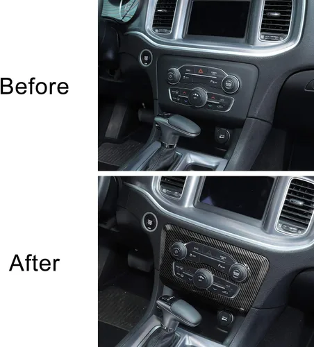 Miniatura 6 de Voodonala Para cargador de radio, CD, interruptor de CD, consolas centrales para Dodge Charger 2015-2026+, accesorios interiores, fibra de carbono