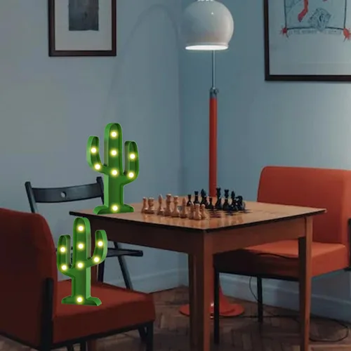Miniatura 5 de Letrero de neón de cactus para decoración de mesa de pared, decoración de mesa de pared con luces LED de neón para dormitorio, feliz cumpleaños