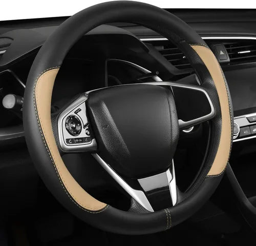 Miniatura 7 de Funda universal de cuero de microfibra para volante de automóvil, 14.5-15 pulgadas, antideslizante, transpirable, protector para volante