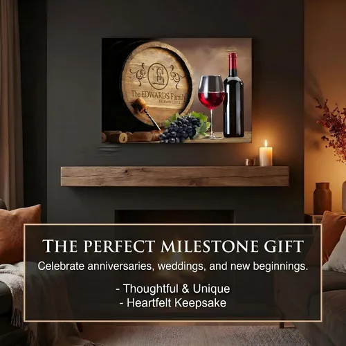 Miniatura 3 de MuralMax Lienzo decorativo personalizado para pared, diseño de barril de vino del valle de Napa, regalos para padres, abuelos, recién casados