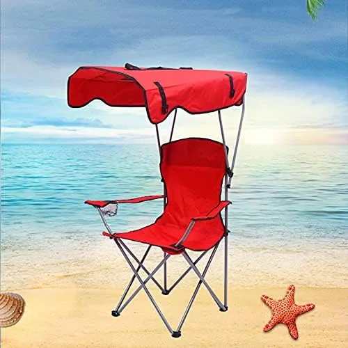 Miniatura 11 de Portable Outdoor Folding Chair with Canopy - Lightweight Beach, Camping & Fishing Chair - UV Protection, Sunshade, Easy to Carry - Royal Blue