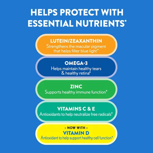 Miniatura 3 de Ocuvite Suplemento de vitaminas y minerales para los ojos, contiene zinc, vitaminas C, E, Omega 3, luteína y zeaxantina, 30 cápsulas blandas