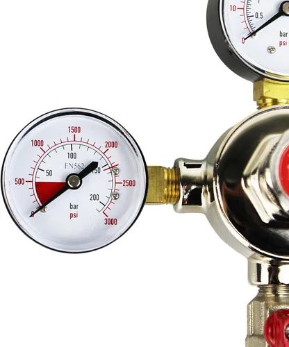 Miniatura 5 de HFS (R) Regulador de CO2 de doble calibre de alta resistencia, cromado, ajuste de flujo sin herramientas, presión ajustable de 0-60 PSI, seguridad