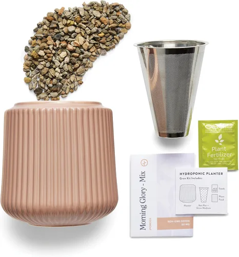 Miniatura 5 de Modern Sprout Kit de cultivo de flores, maceta de cerámica con sistema de cultivo hidropónico para interiores, ideal para decoración de sala