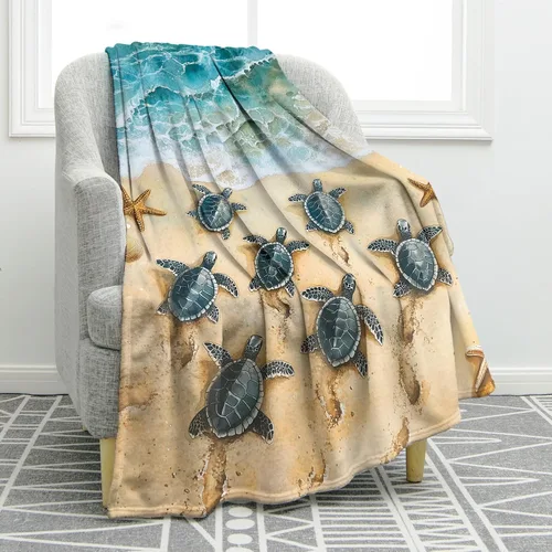 Jekeno Manta de Tortuga Marina para Adultos y Niños, Regalo de Manta de Tortuga Marina para Mujeres y Hombres, Decoración de Playa para Dormitorio,
