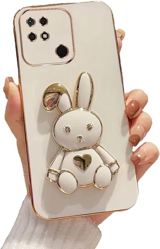Miniatura 22 de Estuche con soporte de conejo de corazón para Xiaomi Redmi Note 10S, galvanizado suave TPU protector delgado a prueba de golpes con lindo conejito