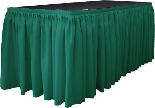 Miniatura 7 de LA Linen Falda de mesa de popelina de poliéster para mesas rectangulares, tela plisada para banquetes de boda, 14 pies por 29 pulgadas de largo