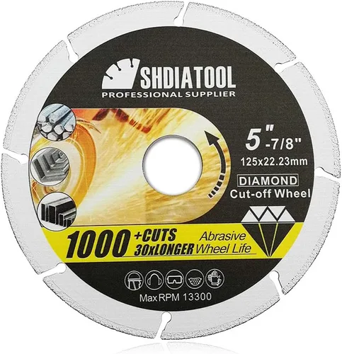 Miniatura 18 de SHDIATOOL Disco de corte de metal de diamante de 4 pulgadas para tubo de acero Ángulo de barras de refuerzo de hierro Hoja de rueda de corte soldada