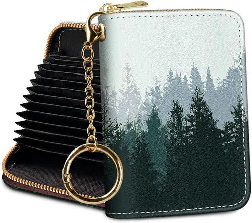 Miniatura 30 de Tarjetero Cartera RFID para Tarjetas de Crédito, Cartera Pequeña para Tarjetas para Mujeres con Llavero con Cremallera, Carteras para Tarjetas