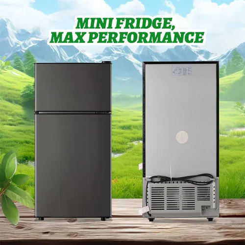 Miniatura 9 de DEMULLER Mini refrigerador con congelador superior, tamaño de apartamento, doble puerta, compacto, pequeño refrigerador para uso personal, mini Gris