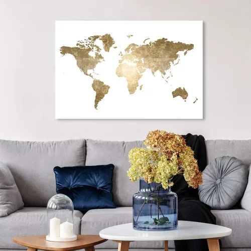 Miniatura 5 de The Oliver Gal Artist Co. Mapas y banderas - Lienzo decorativo para pared, diseño de Hipster Mapa Mundi Gold