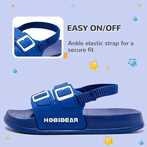 Miniatura 4 de HOBIBEAR Sandalias para niños y niñas, zapatos planos con punta cerrada, zapatos de agua para niños, zapatos de playa de verano (bebéniño pequeño)