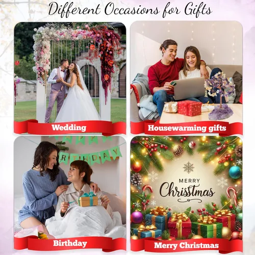 Miniatura 7 de Árbol de cristal de amatista y citrino con base en racimo, decoración del árbol de la vida para estante, dormitorio, regalos de cumpleaños para Aj