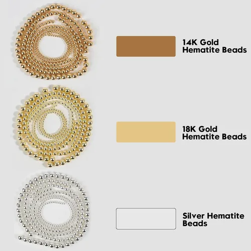 Miniatura 7 de Cuentas de hematita de oro de 14K, cuentas sueltas redondas para hacer joyas, pulseras y collares de bricolaje, cuentas de 6 mm/60 piezas