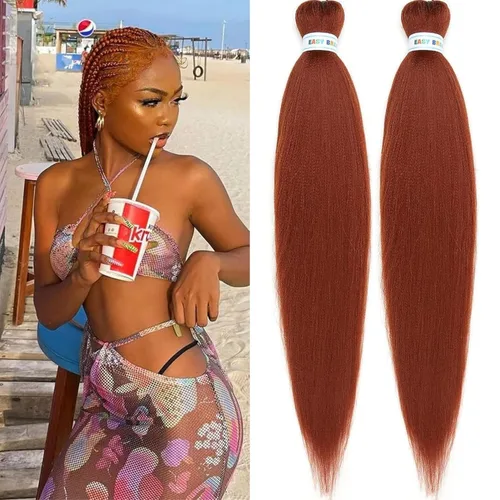 Miniatura 26 de Cabello trenzado preestirado rosa magenta, extensiones de cabello sintético de color rosa para trenzas, no tóxico, hipoalergénico