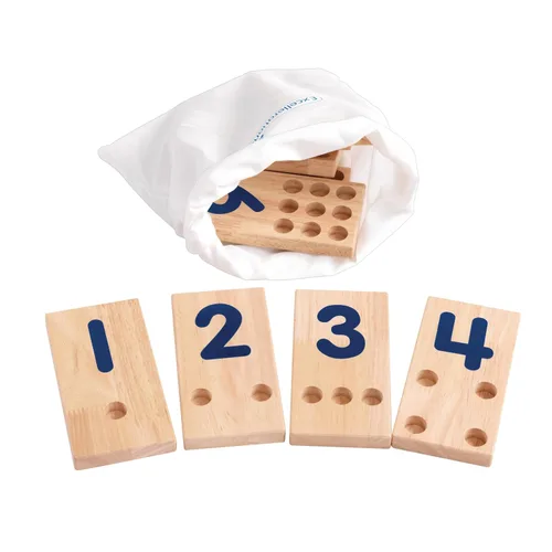 Miniatura 8 de Excellerations Tablero de números de clavija, incluye: 10 tablas de madera de goma + 55 clavijas de madera + bolsa de almacenamiento