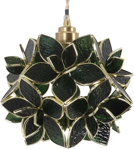 Miniatura 27 de Bieye L10749 - Lámpara colgante de techo de vidrio manchado estilo Tiffany con pantalla de 8 pulgadas de ancho (naranja, 8" flor de cerezo)