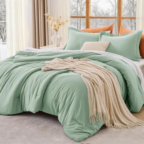 Miniatura 36 de MUXHOMO Juego de edredón beige tamaño individual/individual XL, ropa de cama alternativa ultrasuave para todas las estaciones. El juego de cama