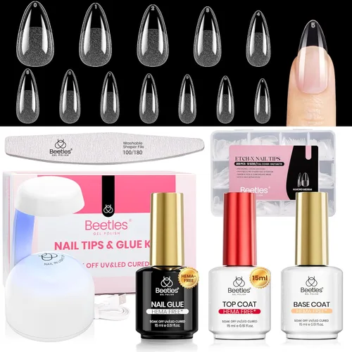 Miniatura 13 de beetles Gel Polish Kit de pegamento para uñas acrílicas, cepillo 5 en 1 súper fuerte, pegamento de gel y esmalte, requiere lámpara LED, regalo