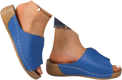 Orthopedic Sandals For Women Dressy Platform Flip Flops Comfortable Walking Orthotic Slippers with Arch Support 2026 Blue