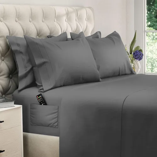 Miniatura 27 de DREAMCARE Juego de sábanas California King, 6 piezas, sábanas refrescantes para cama, sábanas Cal King de hasta 21 pulgadas de profundidad, 02