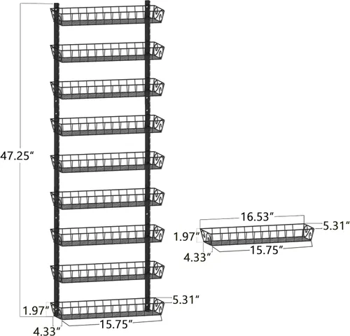 Miniatura 3 de SWOMMOLY – Estante de pared ajustable para especias, 9 niveles de doble uso (multiusos), color negro