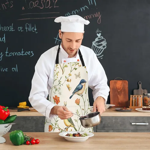 Miniatura 7 de Delantal de cocina con bolsillo, cuello ajustable impermeable y lazos largos, delantal de cocina para hornear, jardinería, pintura para mujer