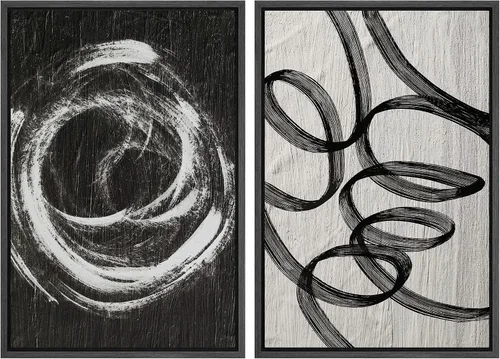 Miniatura 79 de SIGNWIN Lienzo enmarcado para pared, ilustraciones abstractas texturizadas en tonos beige terrosos, arte moderno, decorativo, contemporáneo