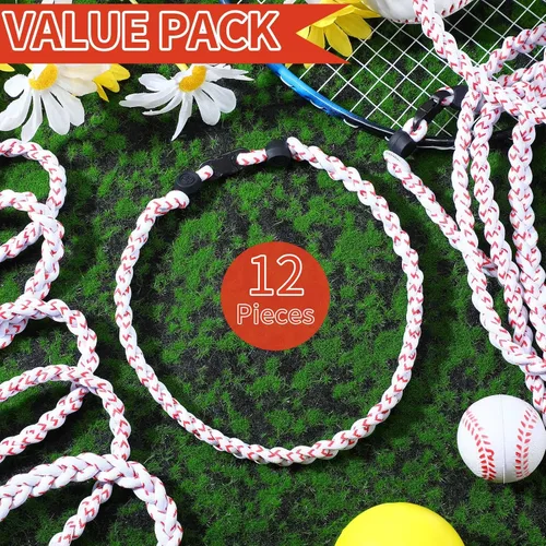 Miniatura 4 de Jexine Collares de béisbol de sóftbol para niños, collar de cuerda de béisbol de 3 cuerdas trenzadas Tornado Titanio, collar deportivo de sóftbol